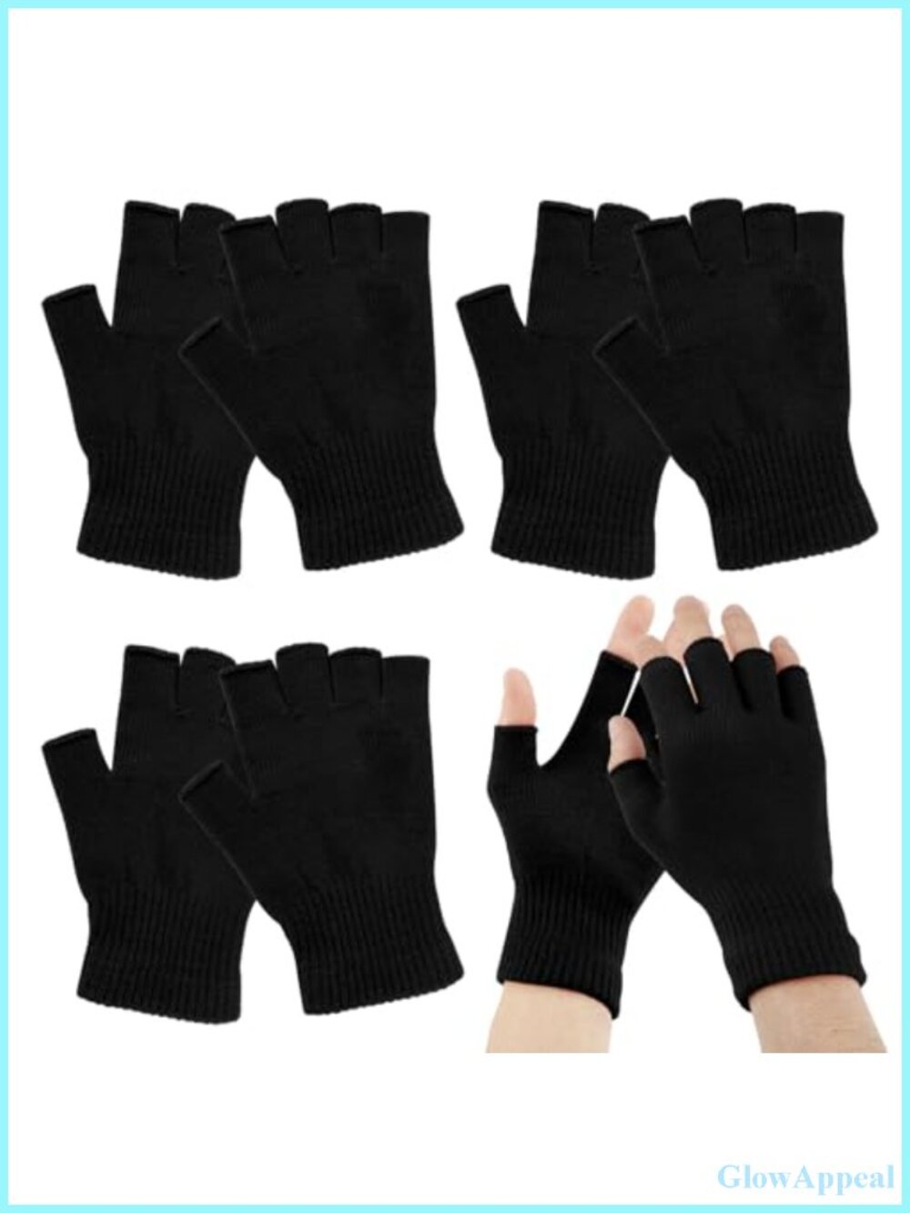 4 Pairs Fingerless Gloves Half Finger Unisex Acrylic Knit Winter Accessories